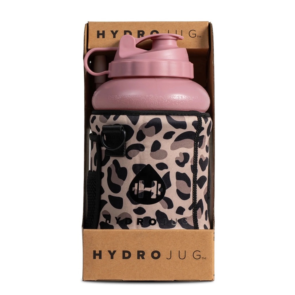 HydroJug Blush Bottle with Leopard Sleeve